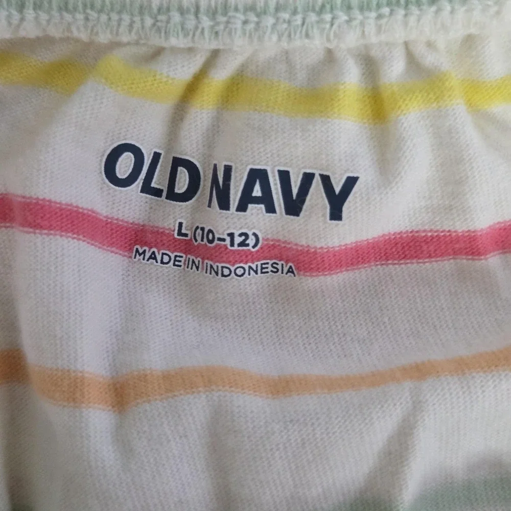 Old Navy Romper Girls 10-12 White Striped Knit Elastic Waist Summer Casual